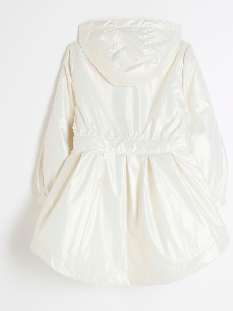 River Island Cream Girls Clinched Frill Raincoat - Image 2 of 4