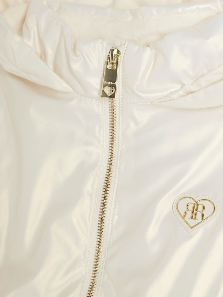 River Island Cream Girls Clinched Frill Raincoat - Image 3 of 4