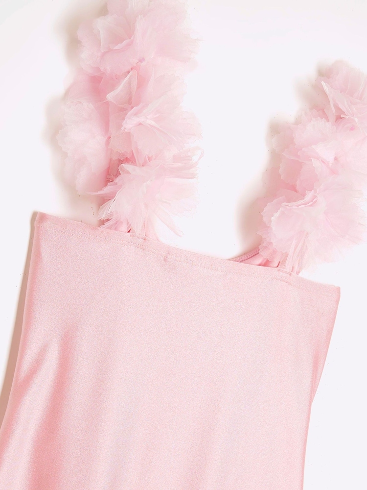River Island Pink Girls 3D Flower Swimsuit - Image 4 of 4