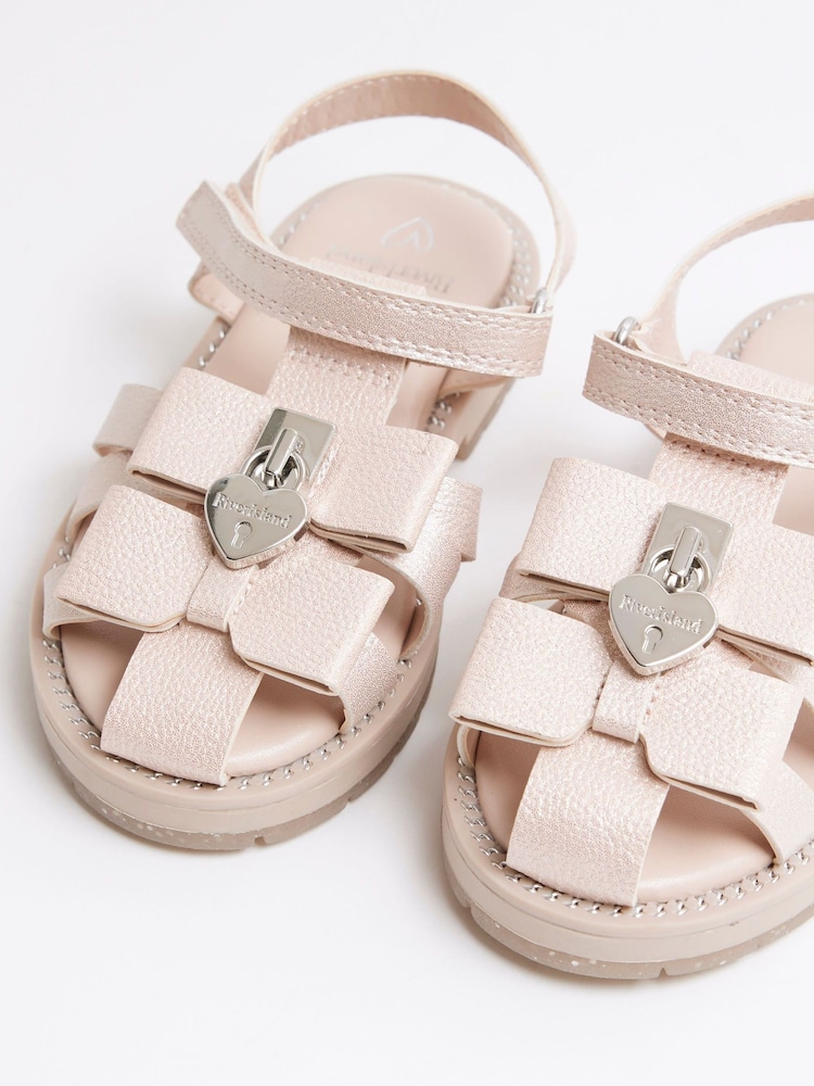 River Island Pink Girls Bow Fisherman Sandals - Image 4 of 5