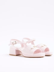River Island Pink Girls Heart Trim Heeled Sandals - Image 2 of 5