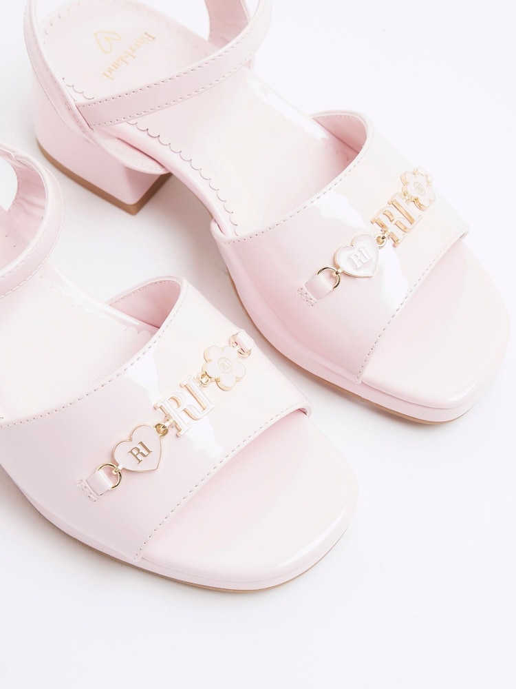 River Island Pink Girls Heart Trim Heeled Sandals - Image 5 of 5