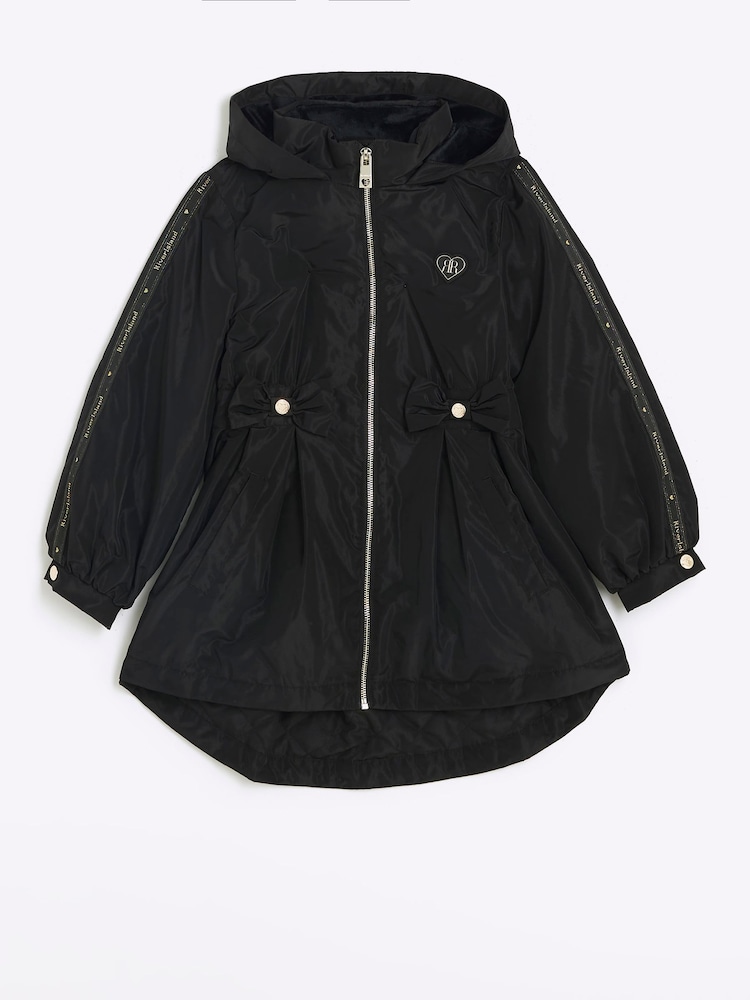 River Island Black Girls Clinched Frill Raincoat - Image 2 of 5