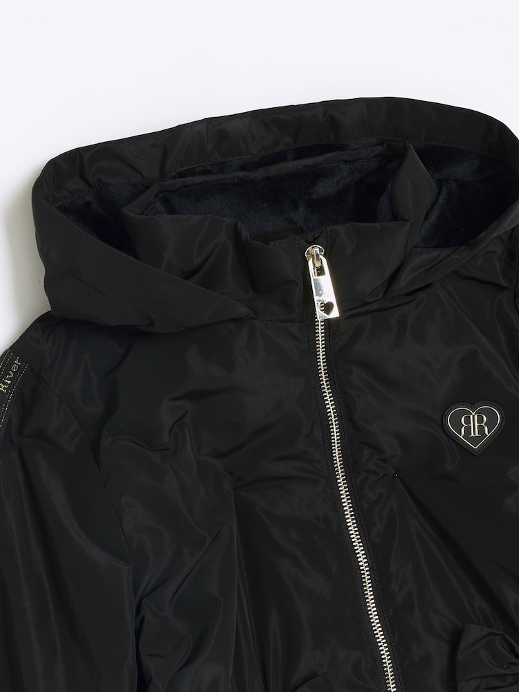 River Island Black Girls Clinched Frill Raincoat - Image 5 of 5