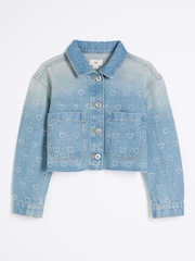 River Island Girls Heart Denim 100% Cotton Jacket - Imagen 1 de 4