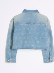 River Island Girls Heart Denim 100% Cotton Jacket - Imagen 2 de 4