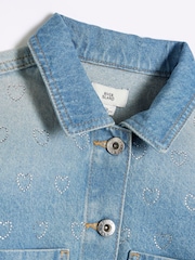 River Island Girls Heart Denim 100% Cotton Jacket - Imagen 3 de 4