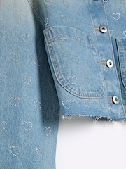 River Island Girls Heart Denim 100% Cotton Jacket - Imagen 4 de 4