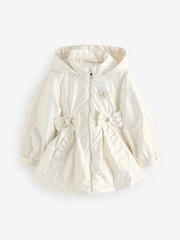River Island Cream Girls Cinched Frill Raincoat - Image 1 of 1