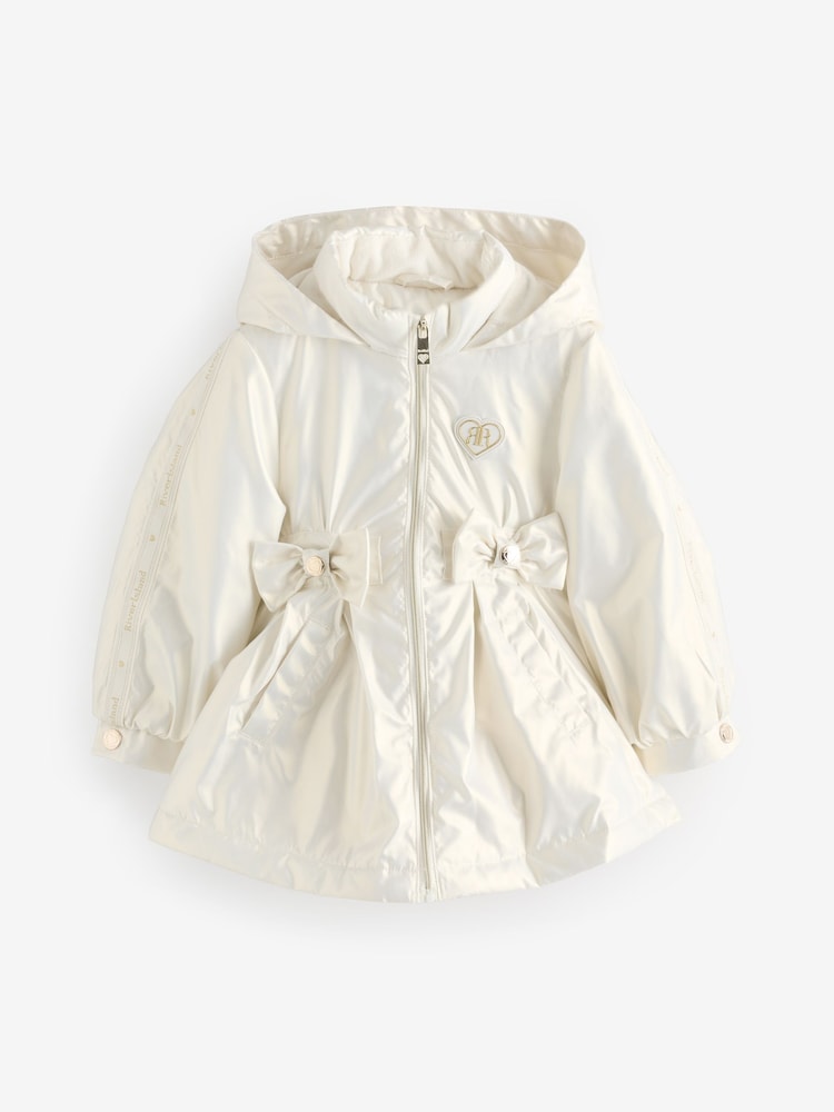 River Island Cream Girls Cinched Frill Raincoat - Image 1 of 1
