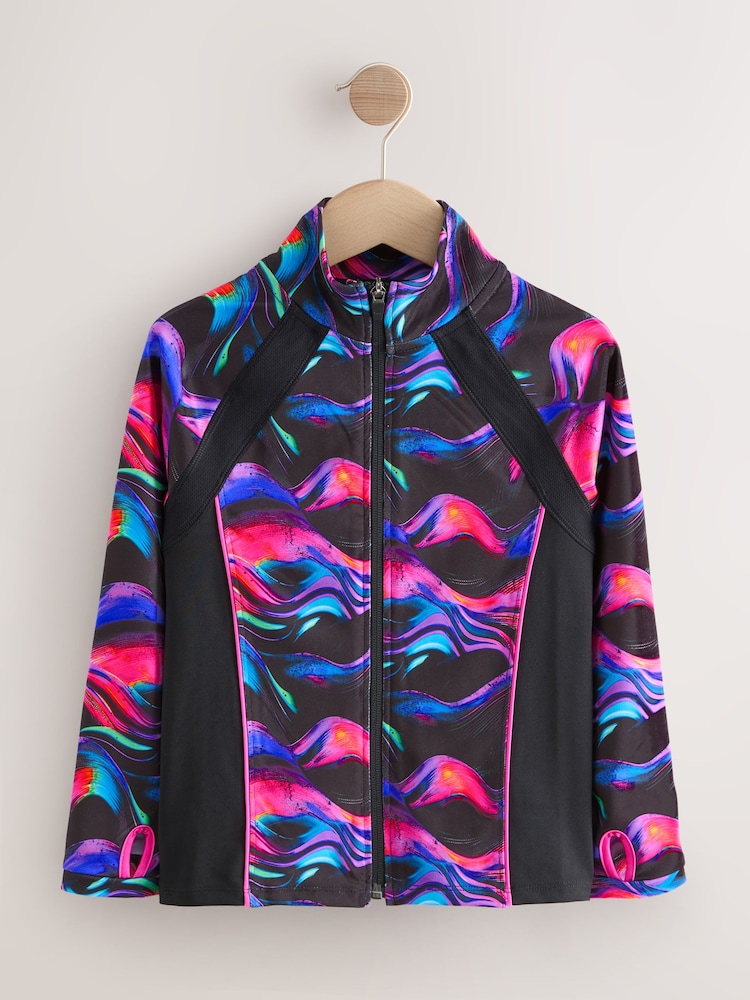 Black/Pink Wave Sports Zip Through Jacket (3-16yrs) - Image 5 of 10