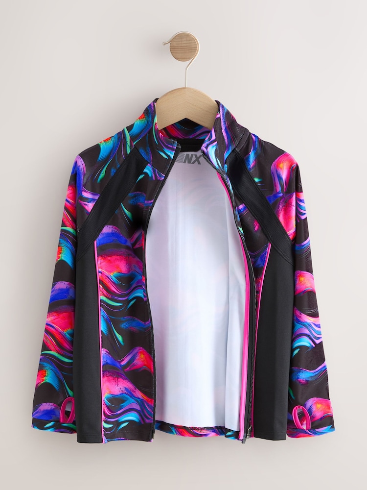 Black/Pink Wave Sports Zip Through Jacket (3-16yrs) - Image 6 of 10