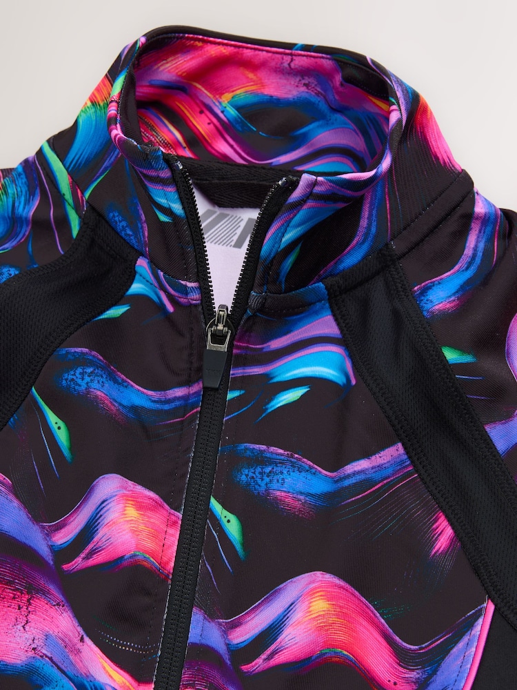 Black/Pink Wave Sports Zip Through Jacket (3-16yrs) - Image 8 of 10
