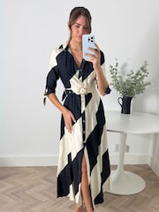 Style Cheat Black Daphne Belted Shirt Dress - Image 2 of 4