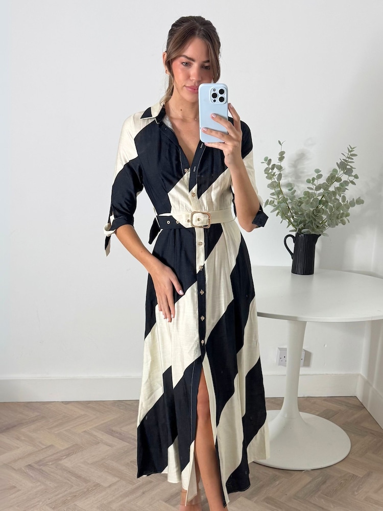 Style Cheat Black Daphne Belted Shirt Dress - Image 2 of 4