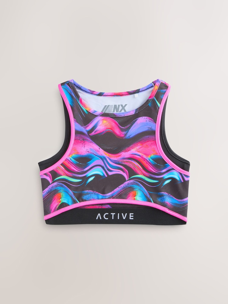 Black/Pink Wave Sports Crop Top (5-16yrs) - Image 4 of 7