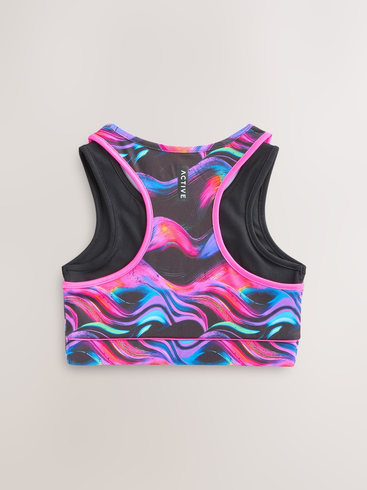 Black/Pink Wave Sports Crop Top (5-16yrs) - Image 5 of 7