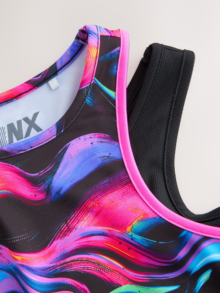 Black/Pink Wave Sports Crop Top (5-16yrs) - Image 6 of 7