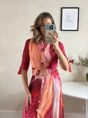 Светло-розовая - С ремнем платье-рубашка Style Cheat Daphne - Изображение 4 из 5