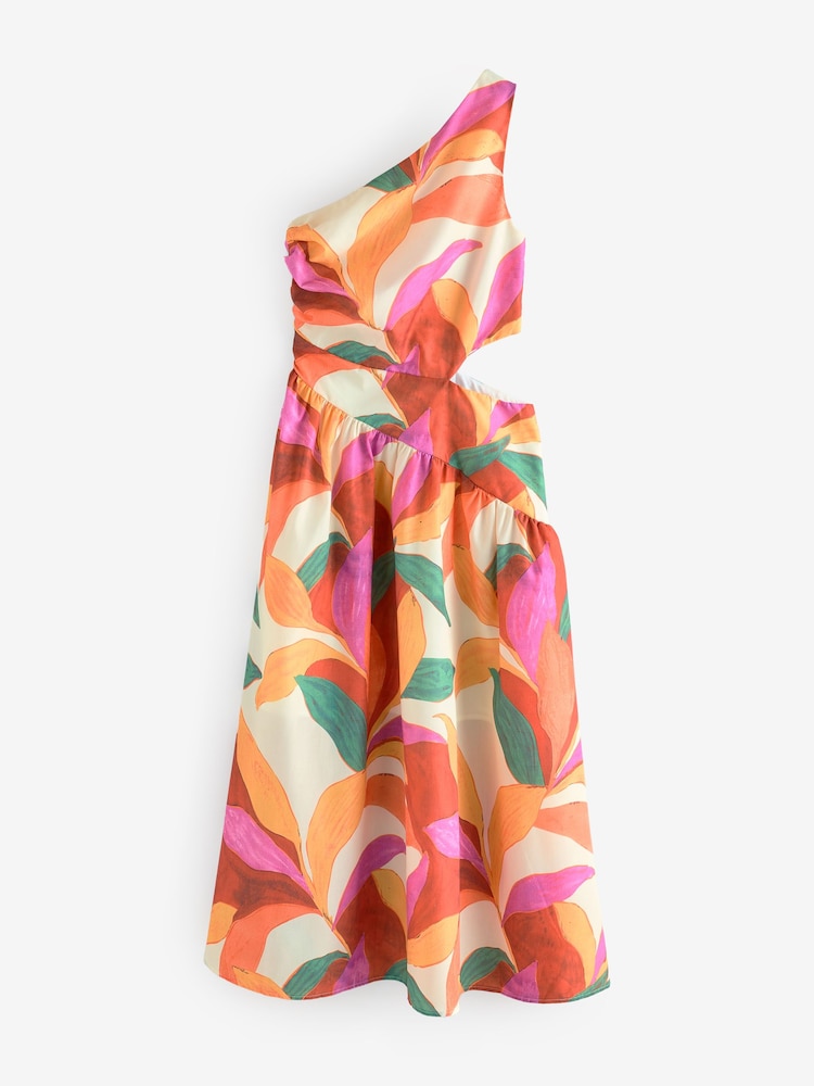 Orange – Tropisches Blumenmuster - Style Cheat White Polka Dot Jasmine One Shoulder Printed Midi Dress - Bild 5 von 5 Orange – Tropisches Blumenmuster - Style Cheat White Polka Dot Jasmine One Shoulder Printed Midi Dress - Bild 5 von 5