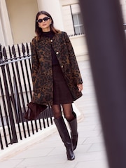 Friends Like These Animal Petite Collarless Dolly Coat - Image 3 of 4
