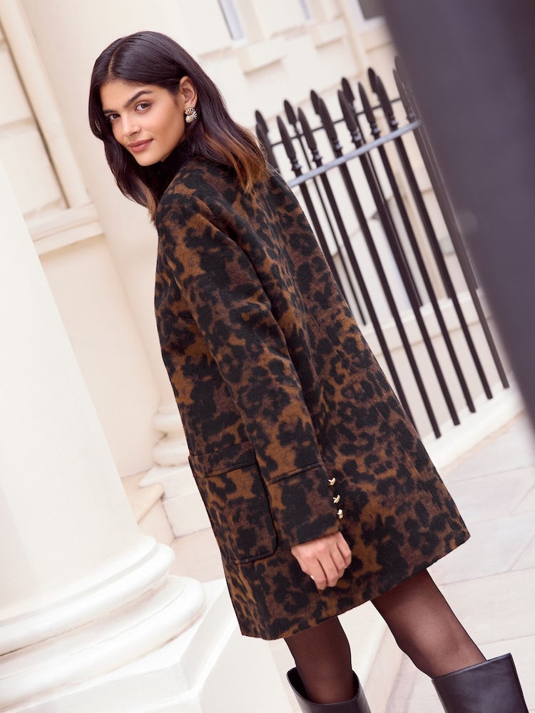 Friends Like These Animal Petite Collarless Dolly Coat - Image 4 of 4