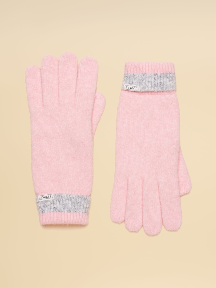 Joules Popley Pink/Grey Gloves - Image 1 of 3 Joules Popley Pink/Grey Gloves - Image 1 of 3