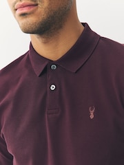 Burgundy Red Regular Fit Short Sleeve Pique Polo Shirt - Image 4 of 7