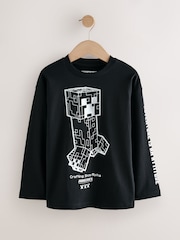 Black Creeper Minecraft Long Sleeve T-Shirt (3-16yrs) - Image 1 of 4