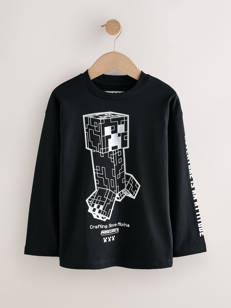 Black Creeper Minecraft Long Sleeve T-Shirt (3-16yrs) - Image 1 of 4