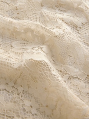 Champagne Gold Satin Midi Skirt With Lace Trim - Image 7 of 8