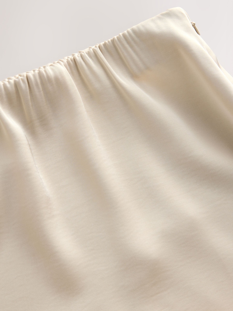 Champagne Gold Satin Midi Skirt With Lace Trim - Image 8 of 8