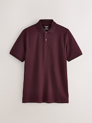 Burgundy Red Slim Fit Short Sleeve Pique Polo Shirt - Image 5 of 7