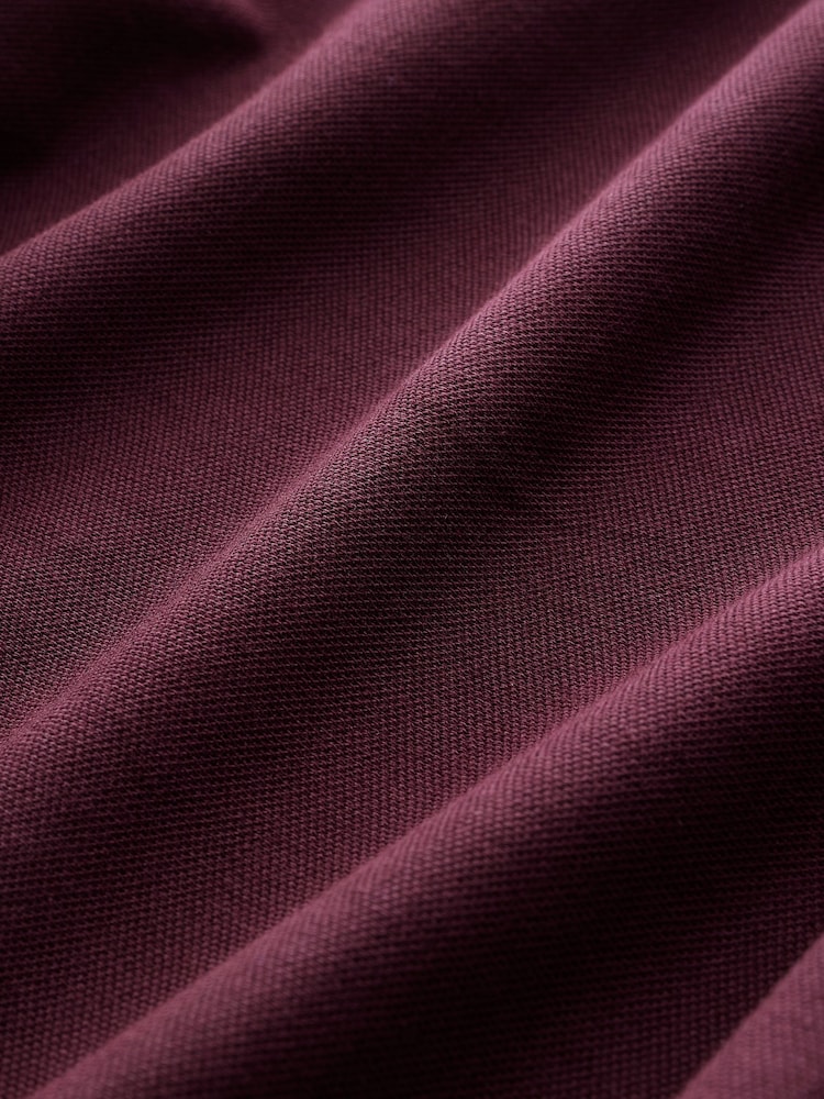 Burgundy Red Slim Fit Short Sleeve Pique Polo Shirt - Image 7 of 7