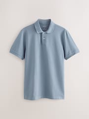 Steel Blue Slim Fit Short Sleeve Pique Polo Shirt - Image 1 of 3