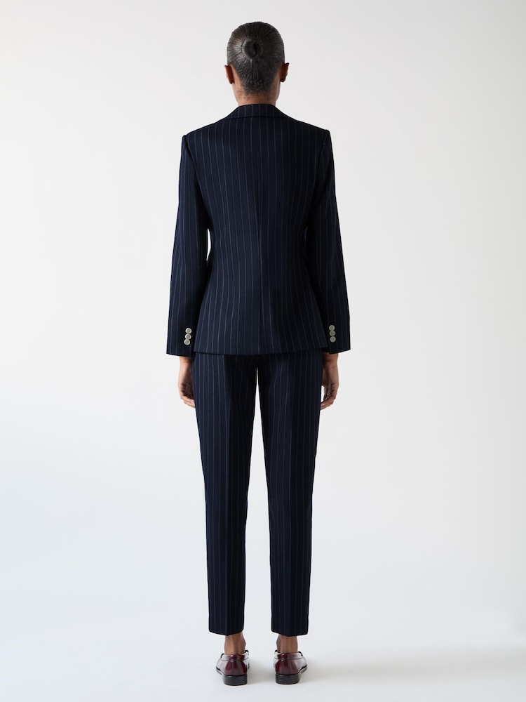 LK Bennett Blue Baxtor Blue & Navy Wool Blend Pin Stripe Jacket - Image 2 of 3