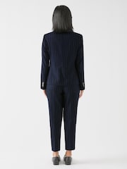 LK Bennett Blue Petite Baxtor Blue & Navy Wool Blend Pin Stripe Jacket - Image 2 of 3