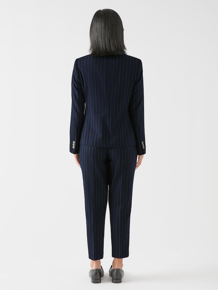 LK Bennett Blue Petite Baxtor Blue & Navy Wool Blend Pin Stripe Jacket - Image 2 of 3