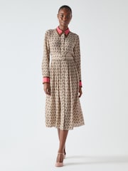 LK Bennett Brown Smith Multi Horse Silouette Print Dress - Image 2 of 6