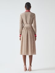LK Bennett Brown Smith Multi Horse Silouette Print Dress - Image 3 of 6