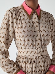 LK Bennett Brown Smith Multi Horse Silouette Print Dress - Image 5 of 6