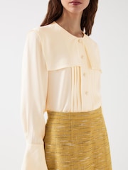 LK Bennett Cream Birch Viscose Sailor Collar Blouse - Image 4 of 5