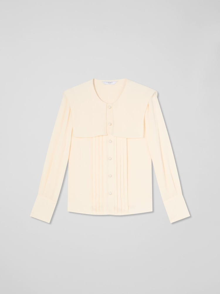 LK Bennett Cream Birch Viscose Sailor Collar Blouse - Image 5 of 5