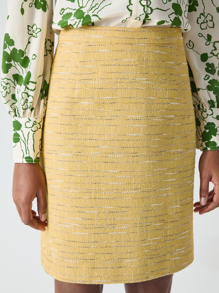 Buy LK Bennett Yellow Varley Cotton Blend Tweed Mini Skirt from