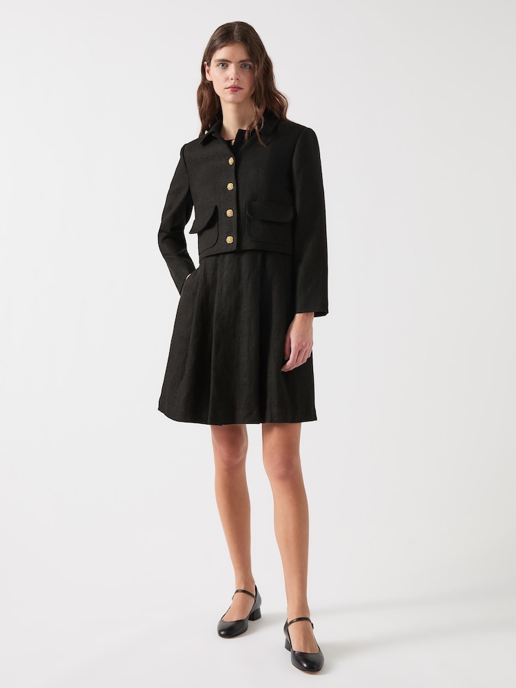 LK Bennett Black Lydia Linen Cropped Jacket - Image 1 of 6