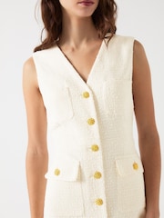 LK Bennett Cream Vita Blend Tweed Sleeveless Dress - Image 4 of 5