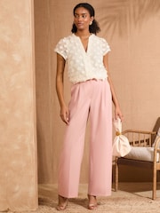 Love & Roses White Ecru Petite 3D Flutter Sleeve Blouse - Image 2 of 4