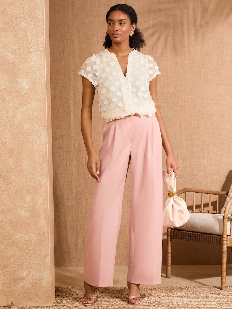 Love & Roses White Ecru Petite 3D Flutter Sleeve Blouse - Image 2 of 4 Love & Roses White Ecru Petite 3D Flutter Sleeve Blouse - Image 2 of 4