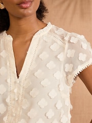 Love & Roses White Ecru Petite 3D Flutter Sleeve Blouse - Image 3 of 4