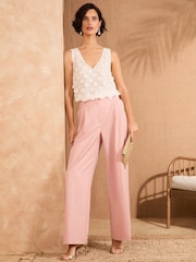 Love & Roses White Ecru 3D Spot V-Neck Vest - Image 3 of 4